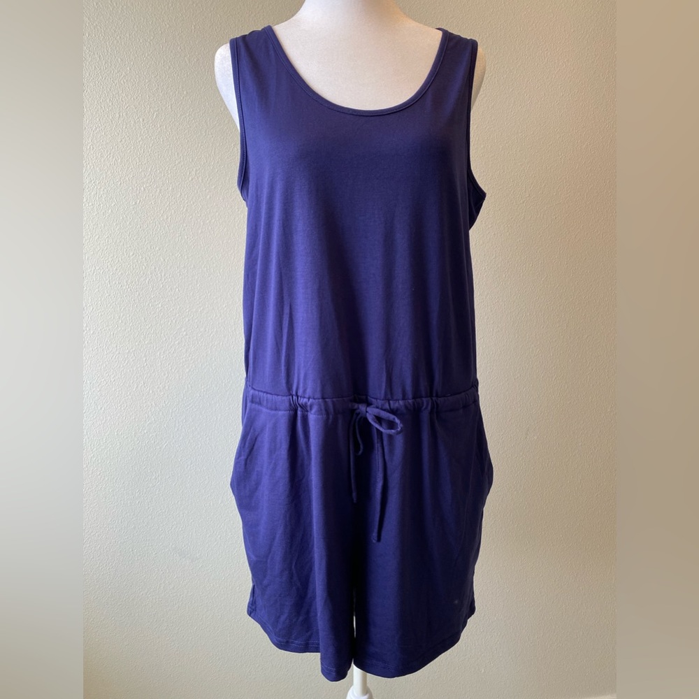 Blue knit romper, L. NWT.